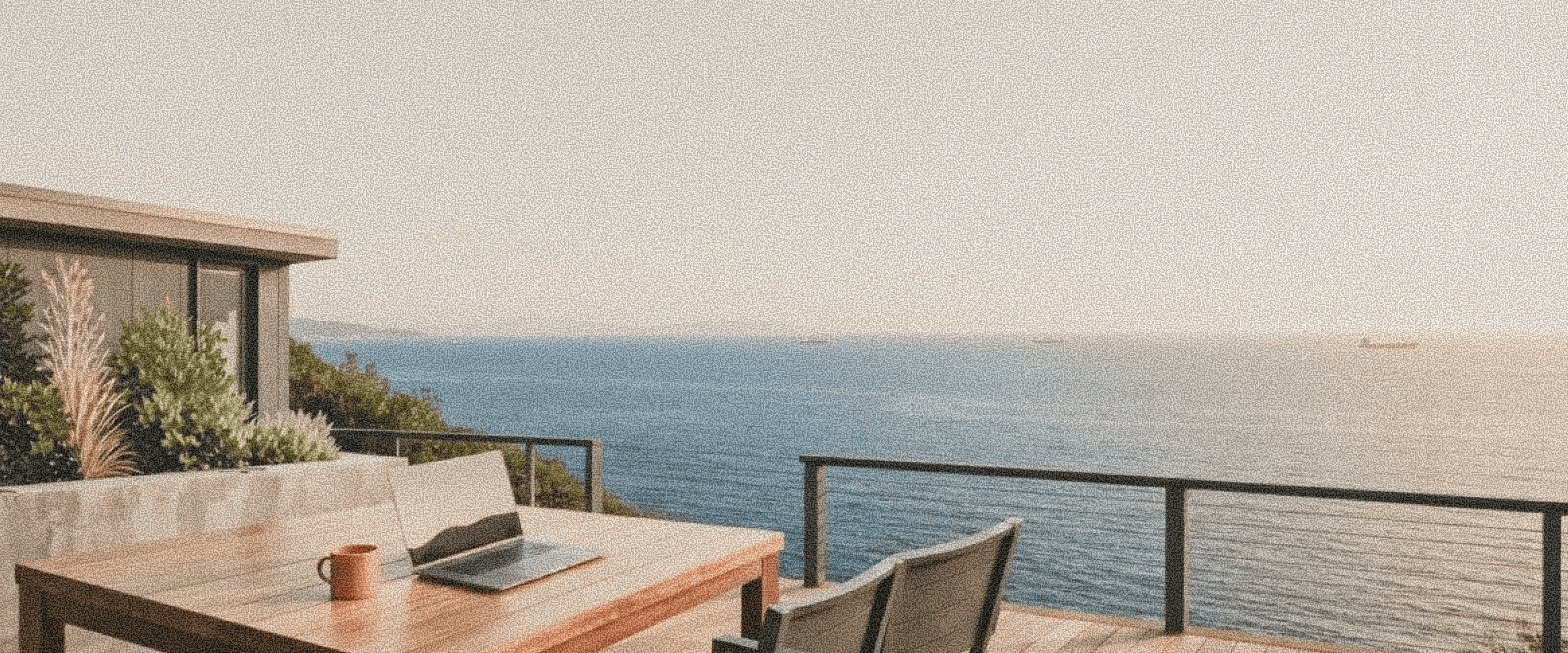 Build with Dora outdoor workspace terrace overlooking ocean
